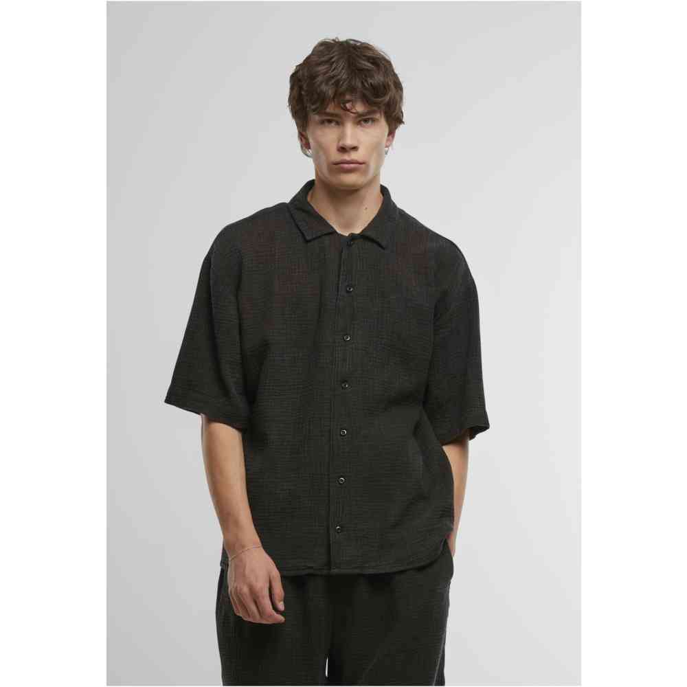 Urban Classics - Acid Washed Musselin Shirt - Black